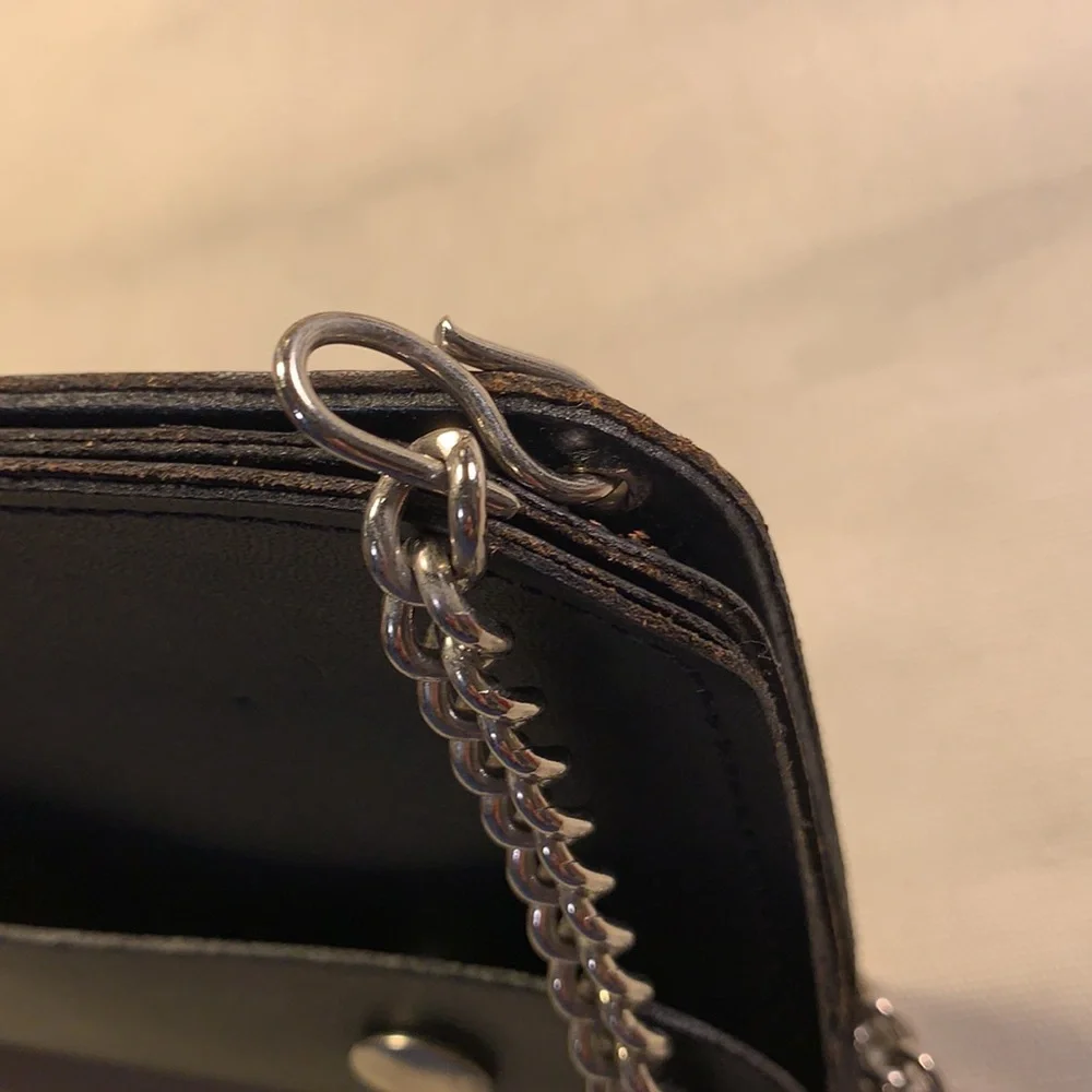 NWOT Leather large wallet on a chain, Motocycle